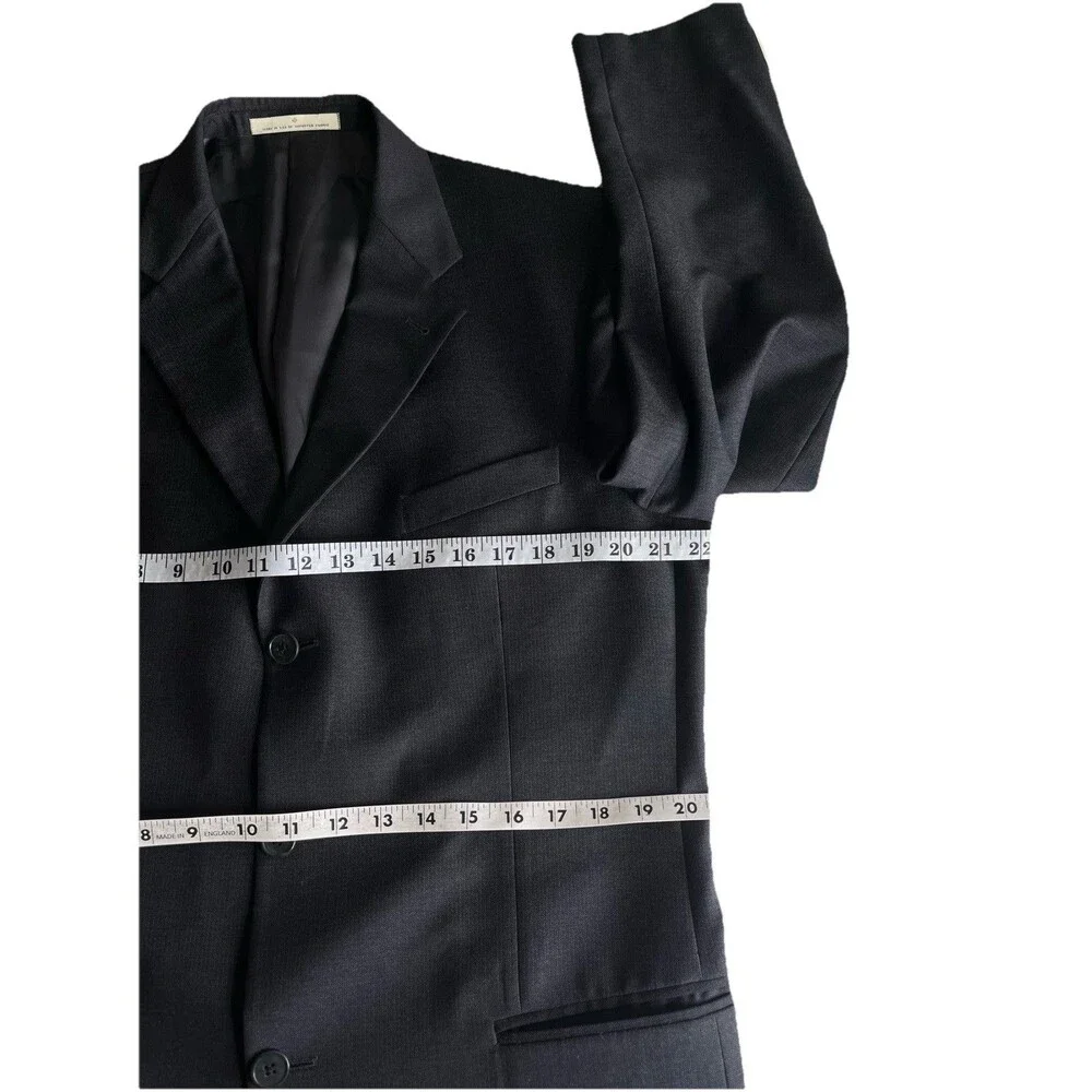 Joseph Abboud Men’s 40L 34x32 2pc Suit Super 100s Wool Pleated Cuffed Black